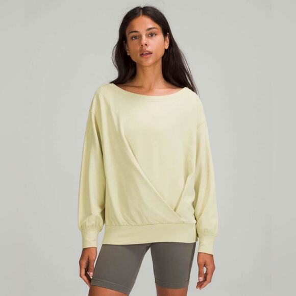 LULULEMON Pleated Modal Fleece Pullover Sweatshirt in Dew Green 3211 - Picture 1 of 8